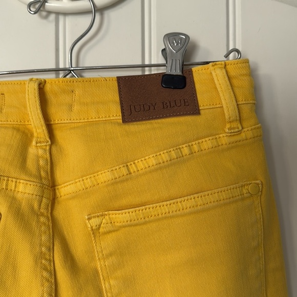Judy Blue - High Waist Yellow Braided Waistband Wide Leg Crop Denim Jeans - 5/27 - Picture 8 of 9